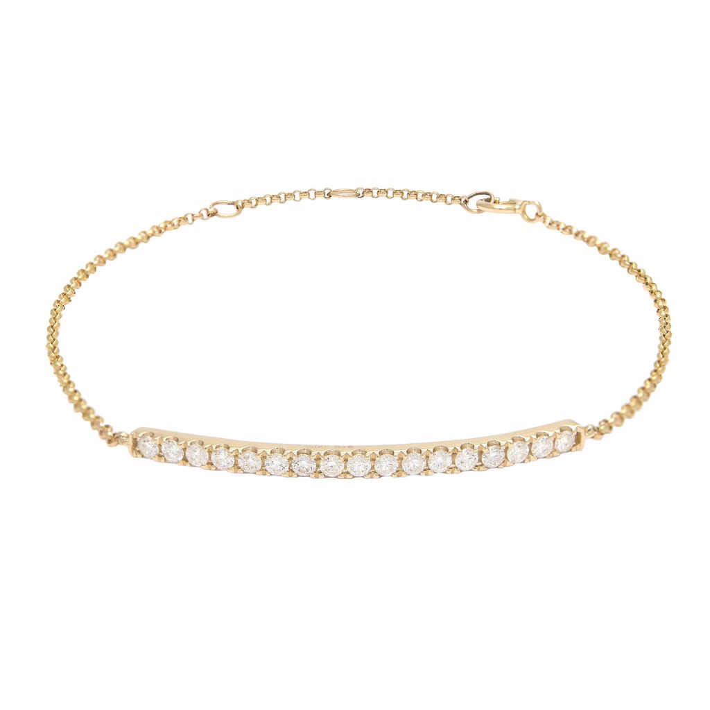 14K Yellow Gold Diamond Bar Bracelet