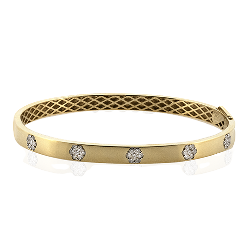 18K Yellow Gold Diamond Cluster Bangle Bracelet by Simon G. Jewelry