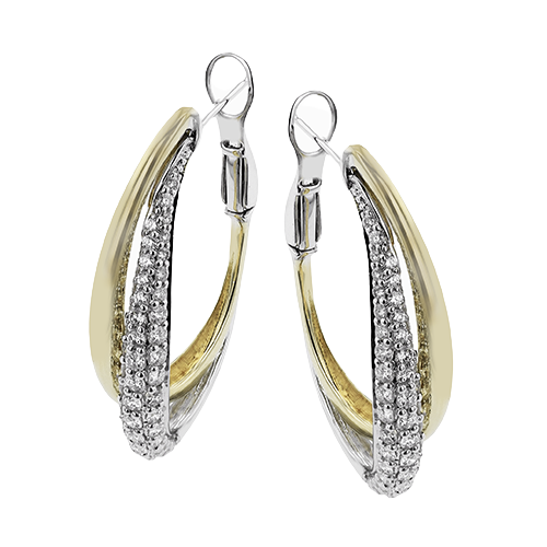 Simon G. 18K Yellow & White Gold Diamond Pave Twist Oval Hoop Earrings