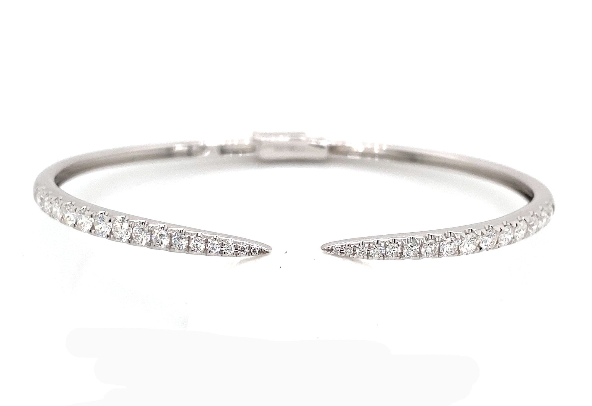 14K White Gold Diamond Graduated Cuff Bracelet