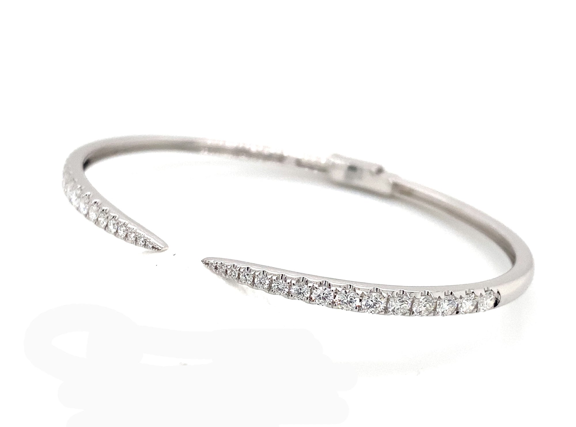 14K White Gold Diamond Graduated Cuff Bracelet