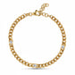 14K Yellow Gold Curb Link Bracelet with Bezel Set Diamonds