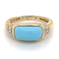 14K Yellow Gold Sleeping Beauty Turquoise & Diamond Ring