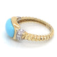 14K Yellow Gold Sleeping Beauty Turquoise & Diamond Ring