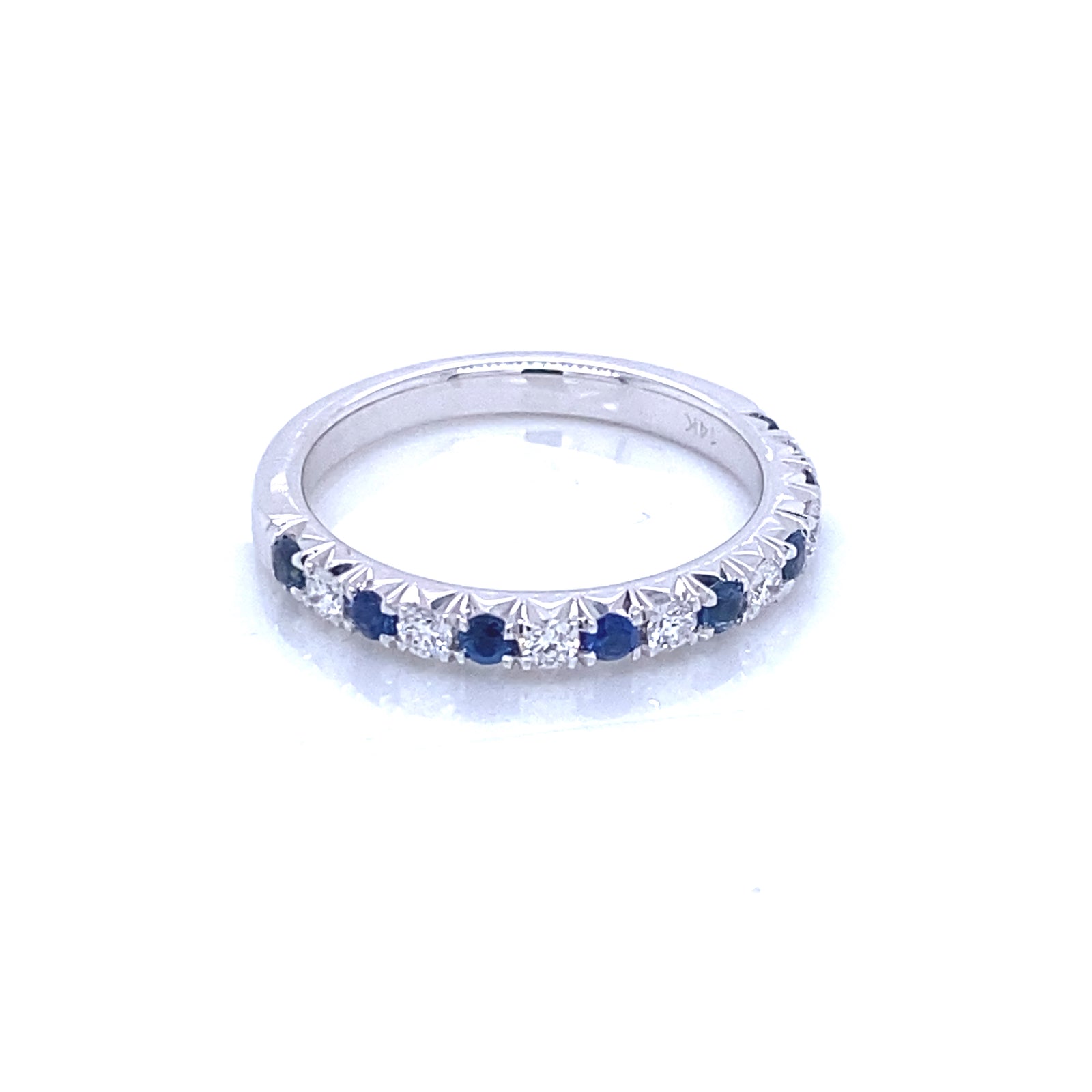14K White Gold Sapphire & Diamond Ring