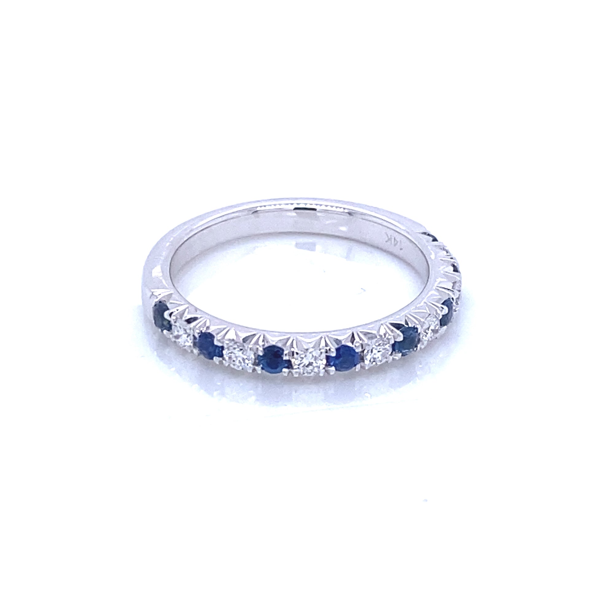14K White Gold Sapphire & Diamond Ring