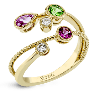 Simon G. 18K Yellow Gold Multi-Gemstone Crossover Ring