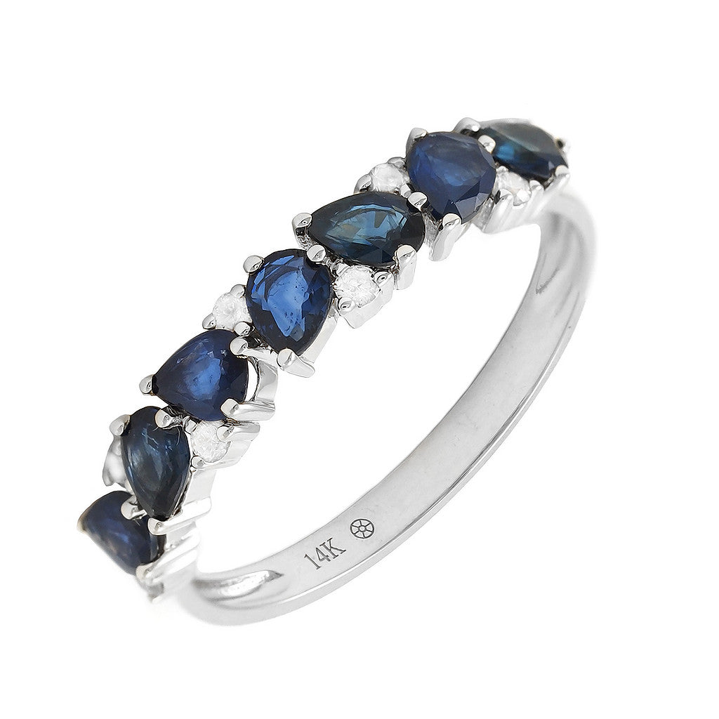 14K White Gold Sapphire & Diamond Ring