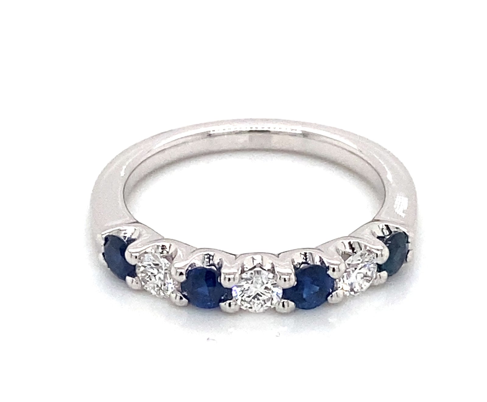 14K White Gold Diamond &amp; Sapphire Ring