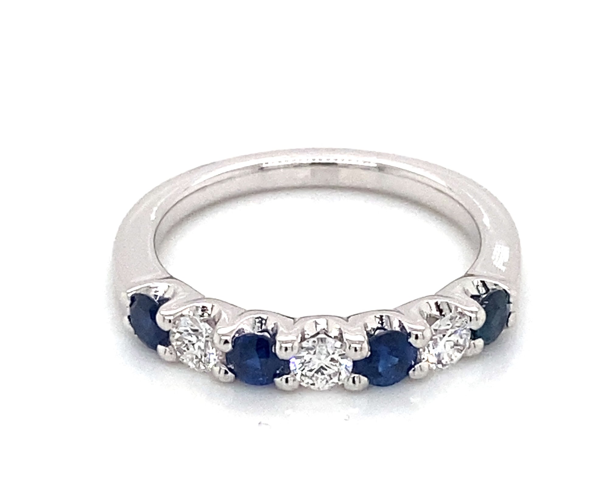 14K White Gold Diamond &amp; Sapphire Ring