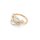 14K Yellow Gold Diamond And Mother Of Pearl Leaf Style Ring