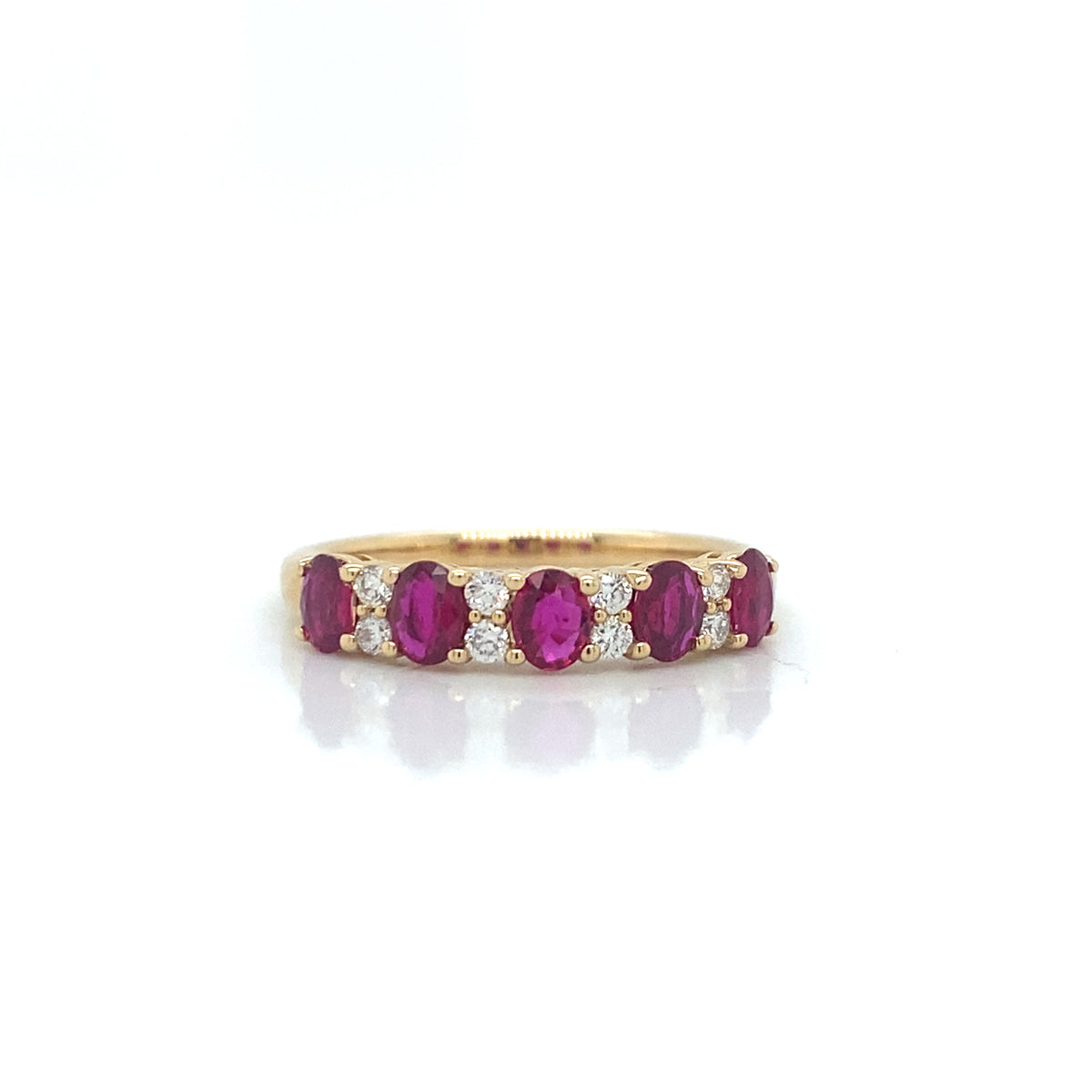 14K Yellow Gold Ruby And Diamond Stackable Ring