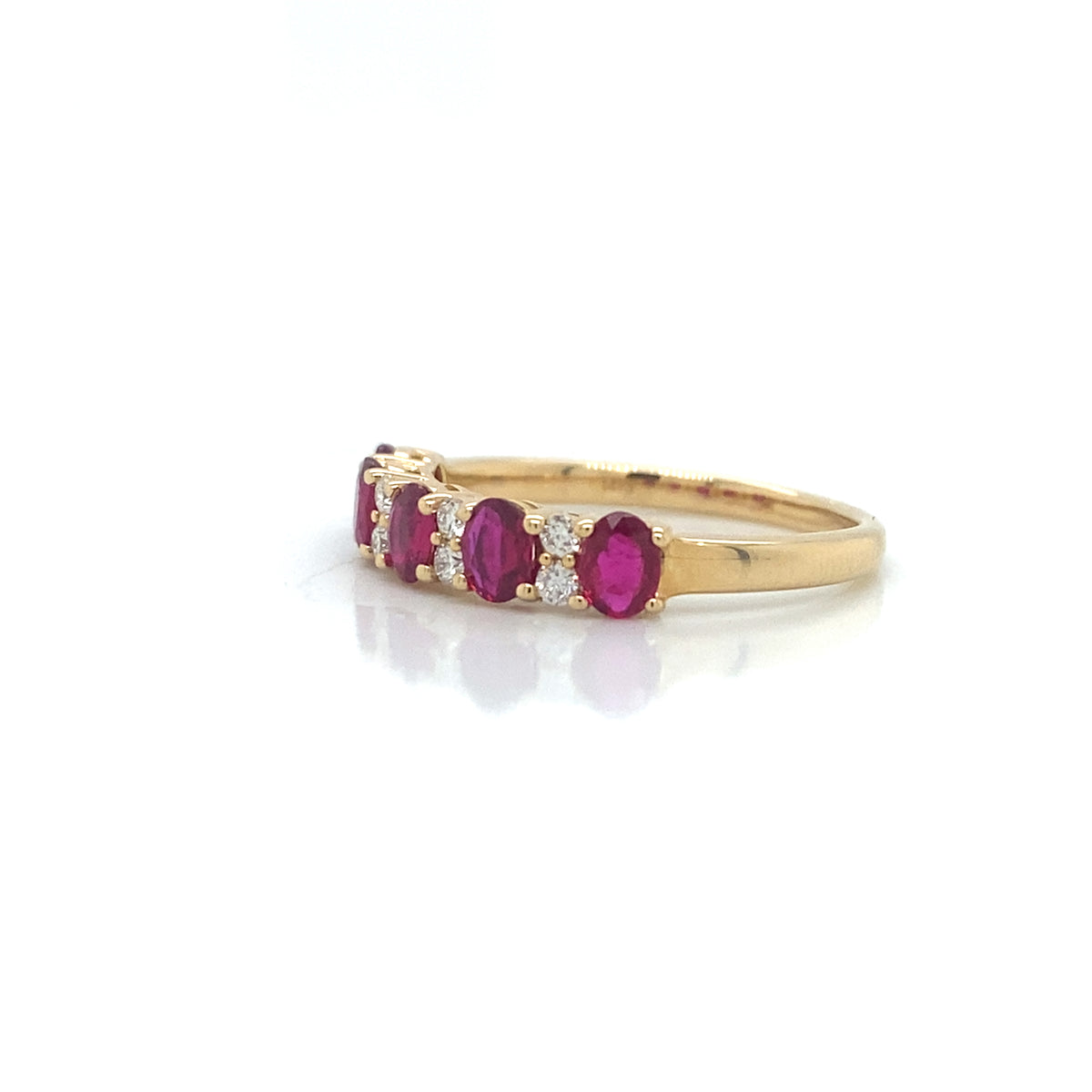 14K Yellow Gold Ruby And Diamond Stackable Ring