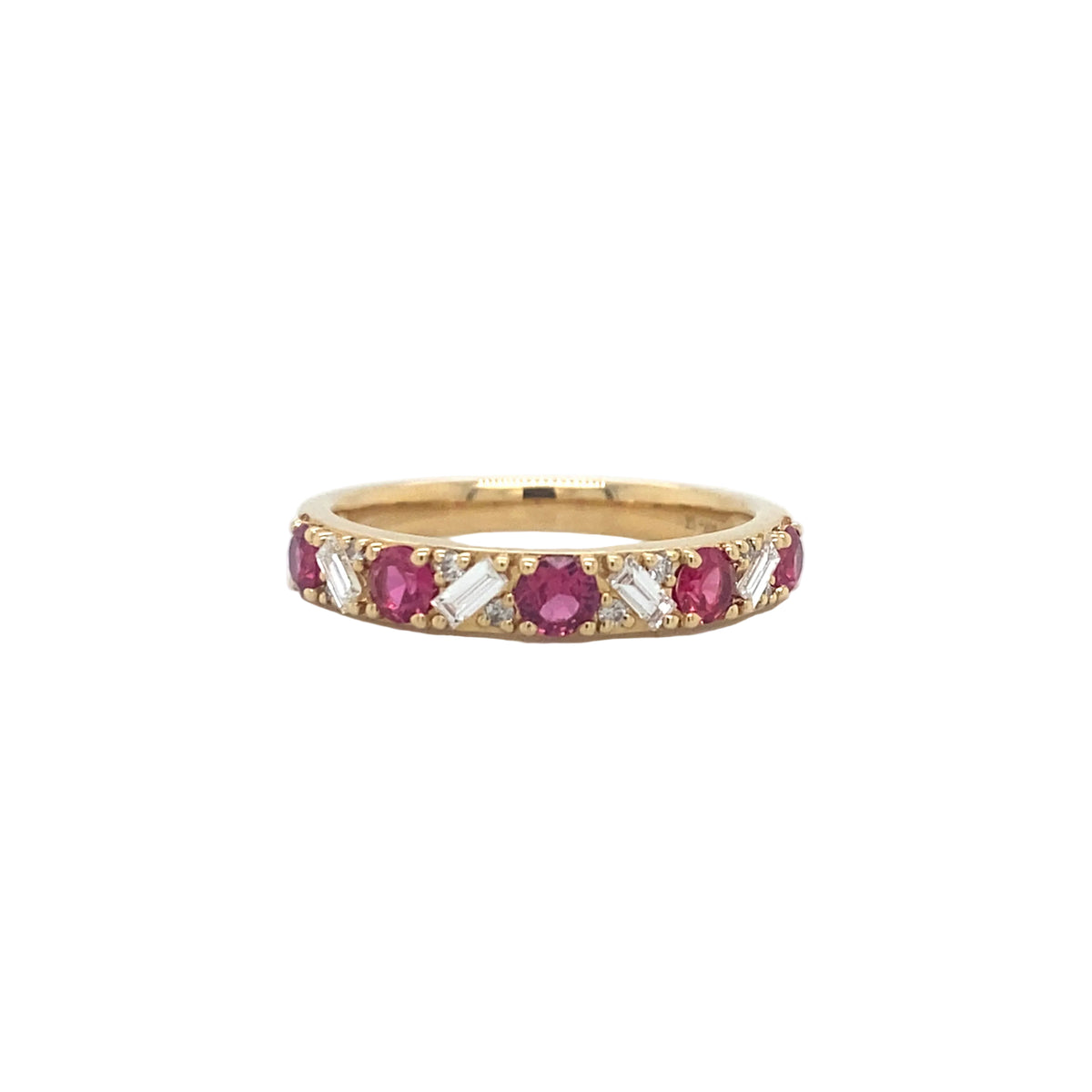 14K Yellow Gold Ruby And Diamond Stackable Ring