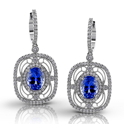 Simon G. 18K White Gold Tanzanite & Diamond Drop Earrings