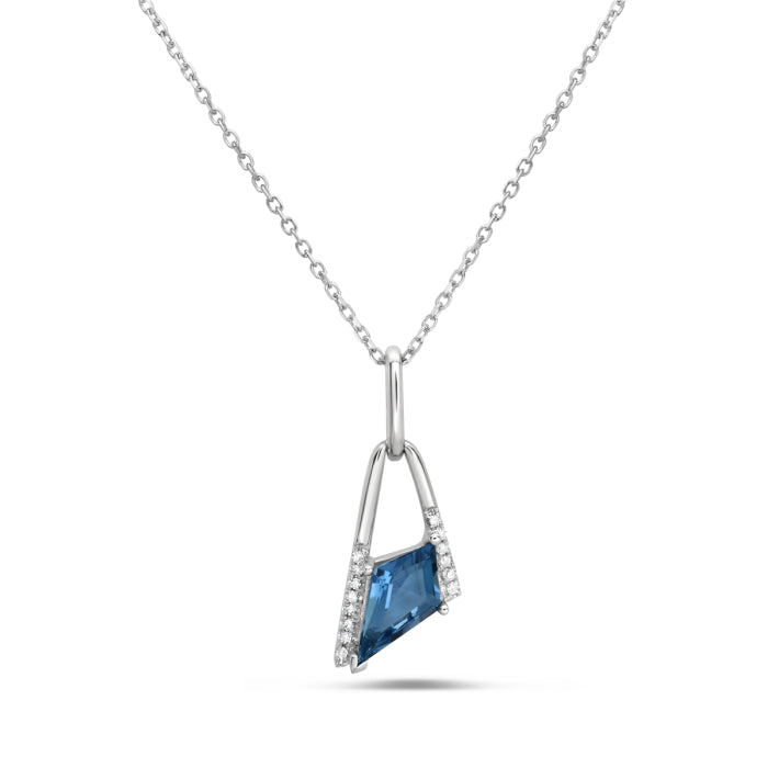 14K White Gold London Blue Topaz & Diamond Accent Necklace