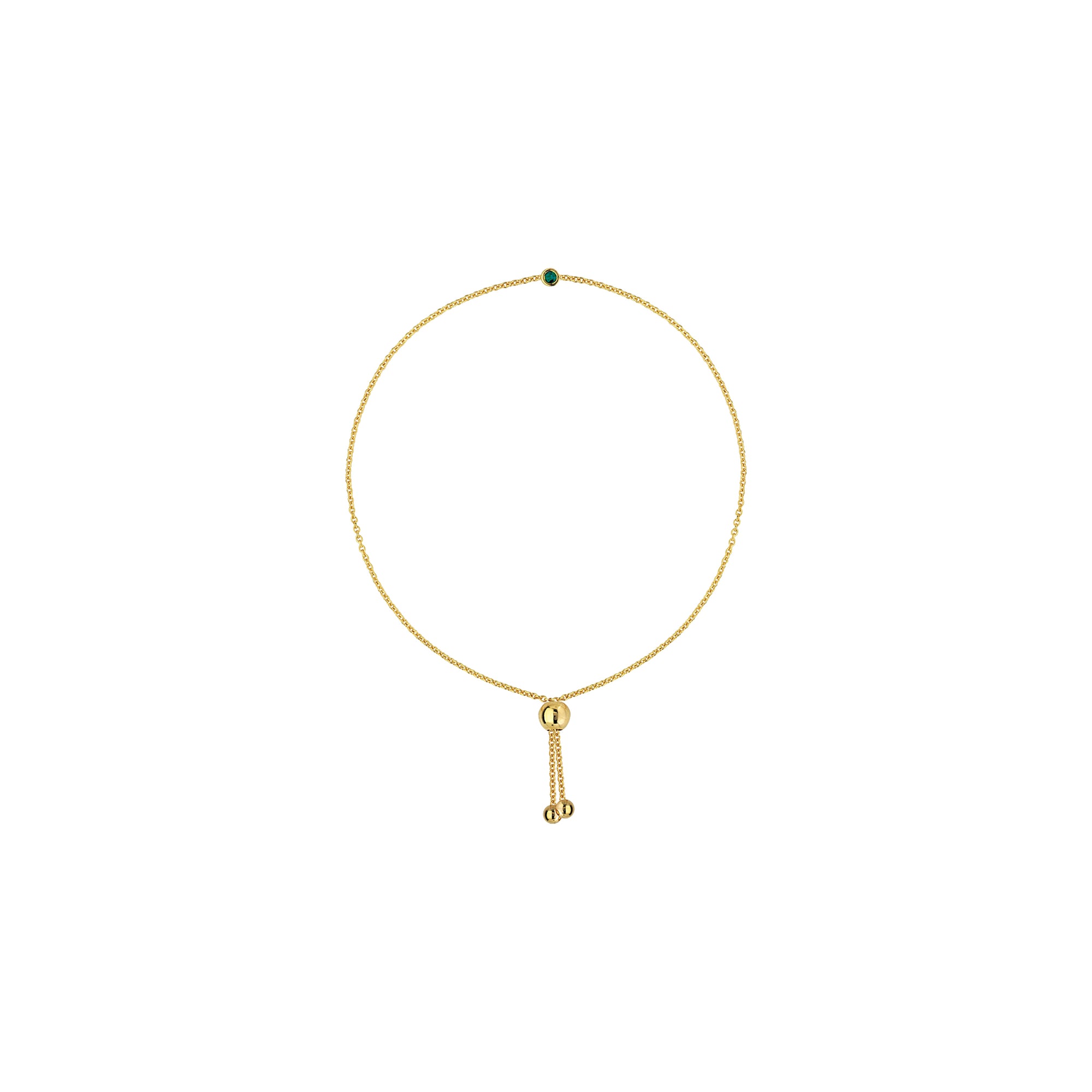 14K Yellow Gold Mini Emerald Bezel Bolo Bracelet