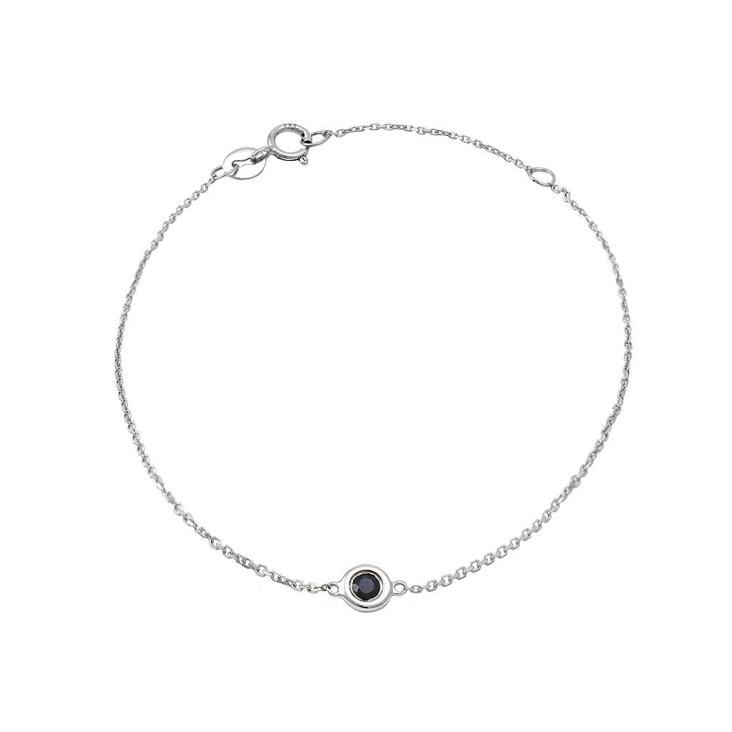 14K White Gold Blue Sapphire Bezel Set Bracelet