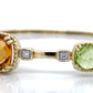 14K Yellow Gold Multi-Color Gemstone Hinged Bangle Bracelet