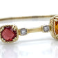 14K Yellow Gold Multi-Color Gemstone Hinged Bangle Bracelet