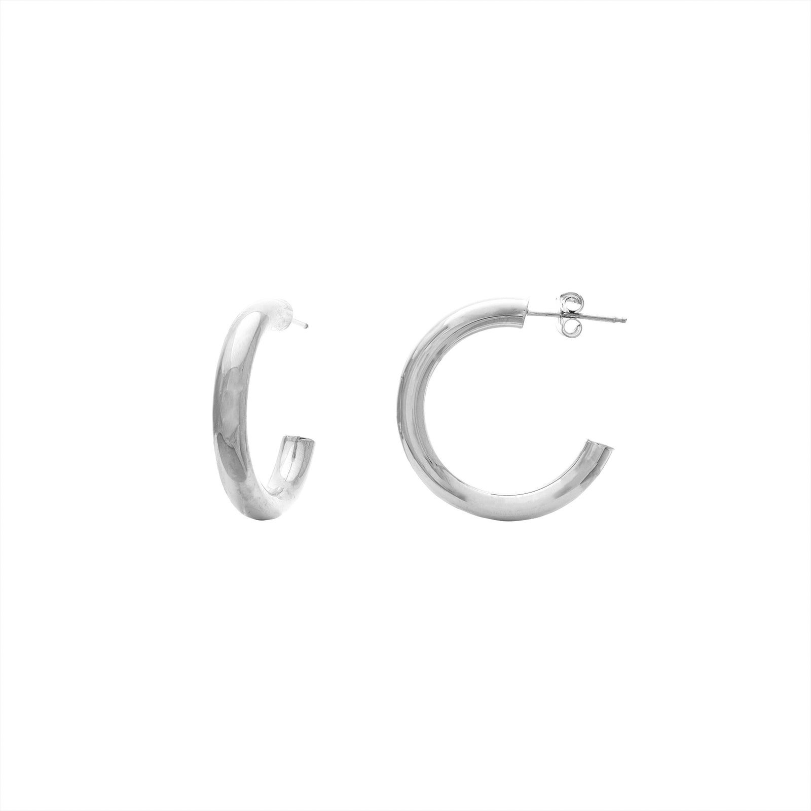 14K White Gold Tube Hoop Earrings