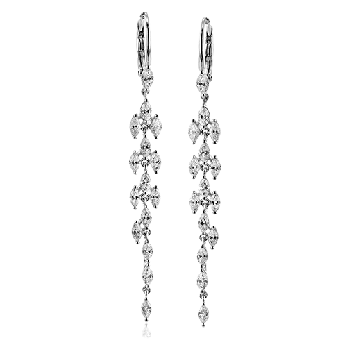 18K White Gold Marquise Cut Diamond Drop Earrings by Simon G. Jewelry
