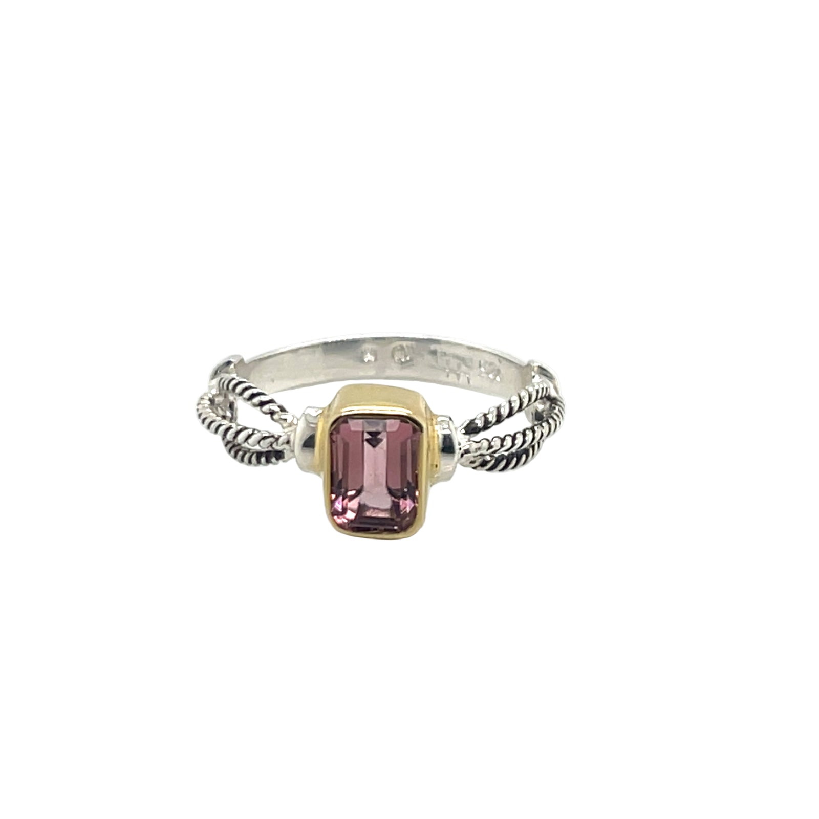 Sterling Silver & 22K Gold Vermeil Braided Pink Tourmaline Ring