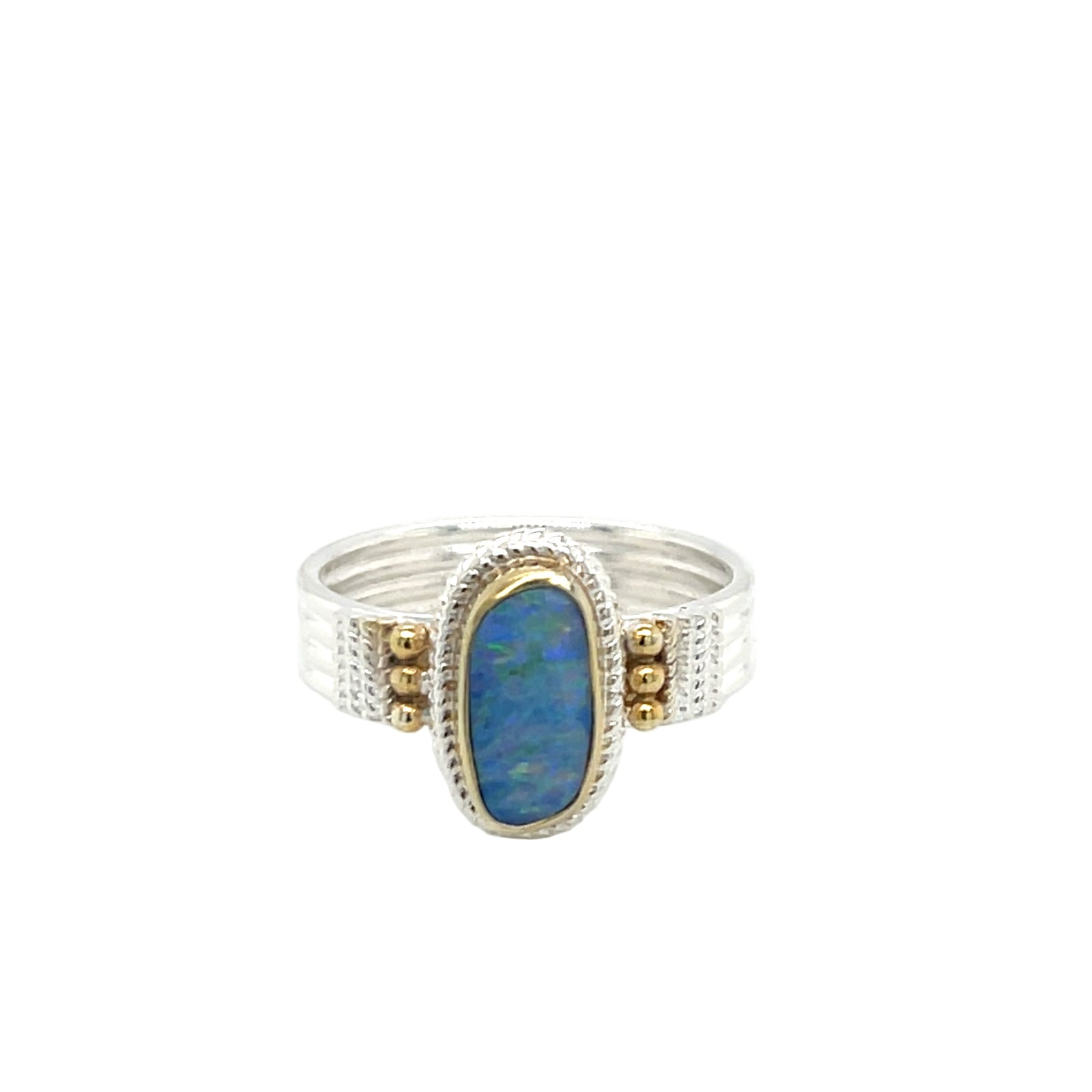Sterling Silver & 22K Gold Vermeil Opal Bezel Set Ring