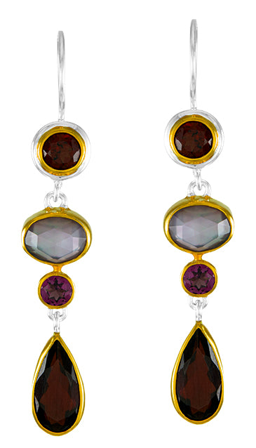 Michou Sterling Silver & 22K Vermeil Multi-Color Gemstone Drop Earrings