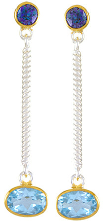 Michou Sterling Silver & 22K Gold Vermeil Topaz Drop Earring
