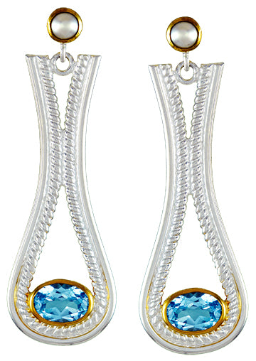 Michou Sterling Silver & 22K Gold Vermeil Blue Topaz Earrings