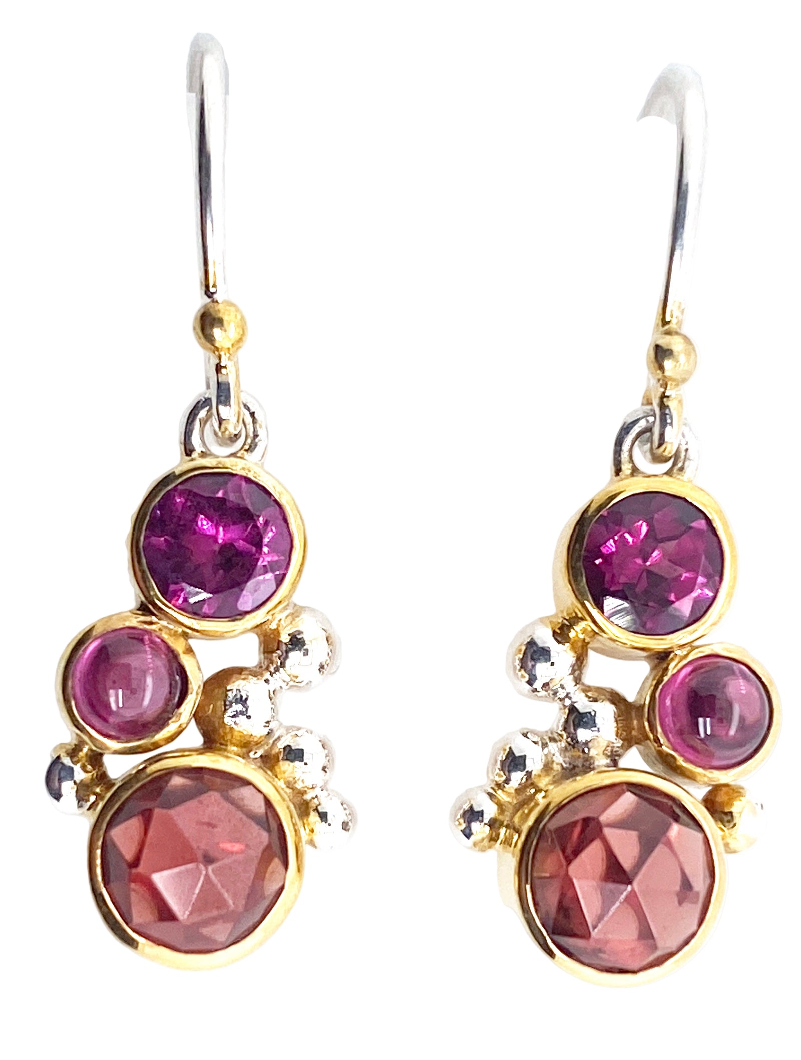 Sterling Silver & 22K Gold Vermeil Multi-Color Garnet Drop Earrings