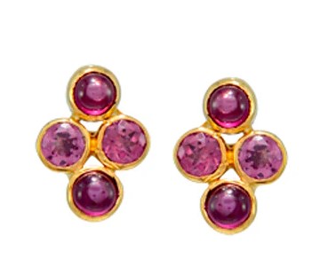 Sterling Silver & 22K Gold Vermeil Rhodolite Garnet Stud Earrings