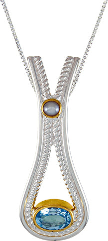 Michou Sterling Silver & 22K Gold Vermeil Sky Blue Topaz Necklace