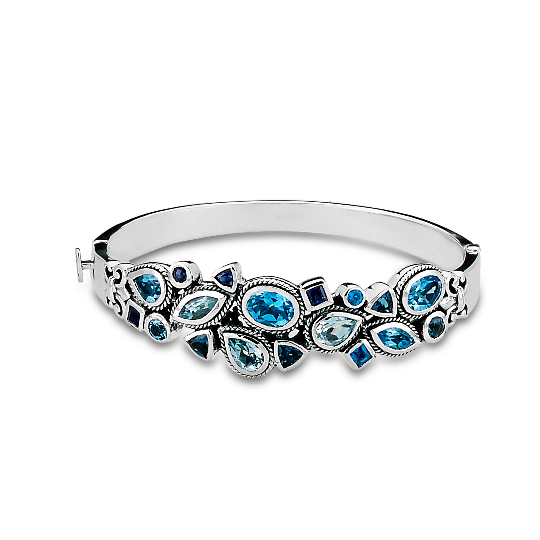 Samuel B. Sterling Silver Multi-Color Blue Topaz Bangle Bracelet