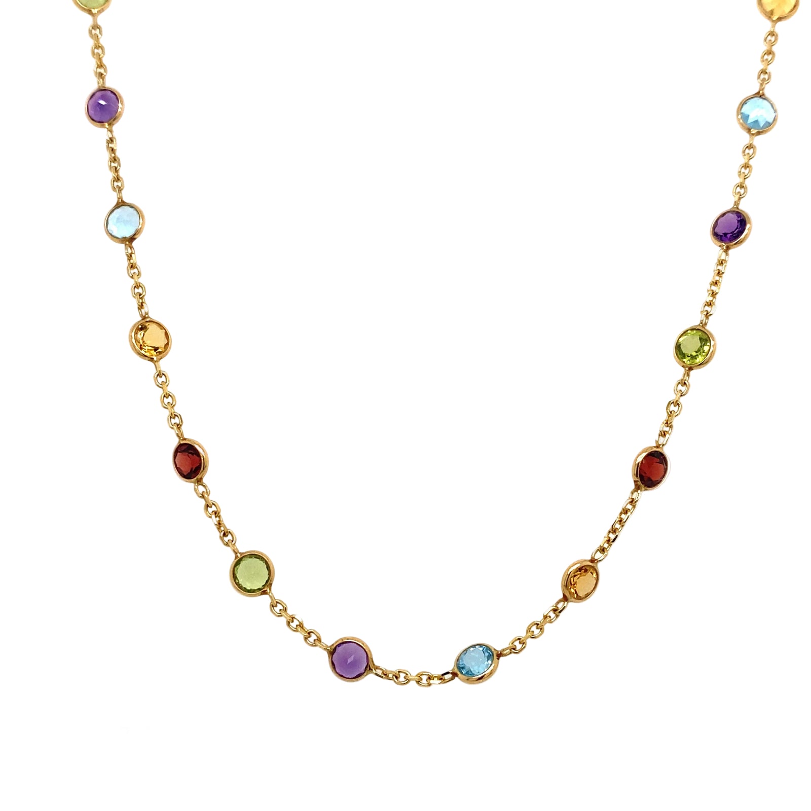 14K Yellow Gold Gemstone By The Yard Necklace