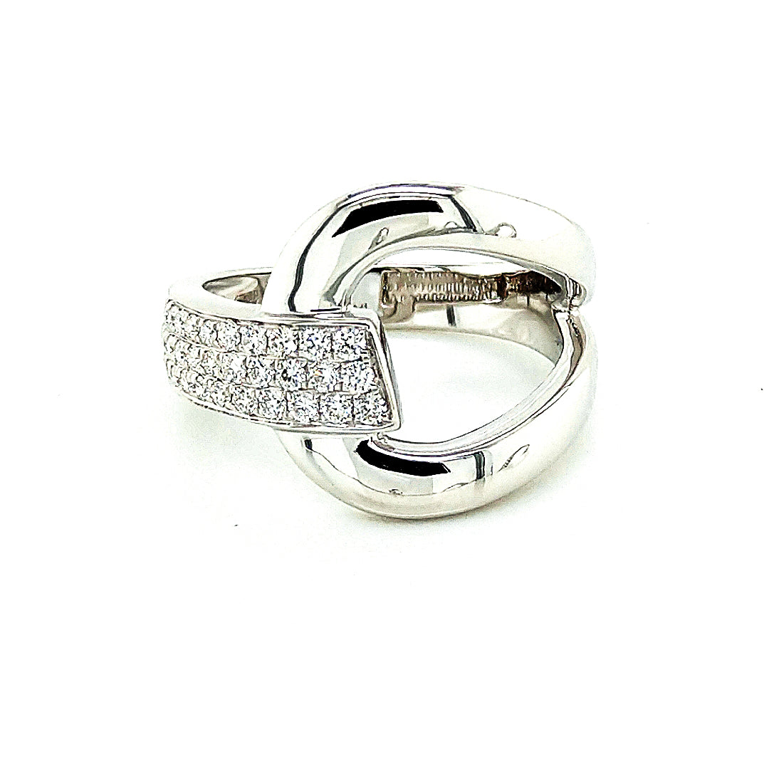 18K White Gold Pave Diamond Knot Ring