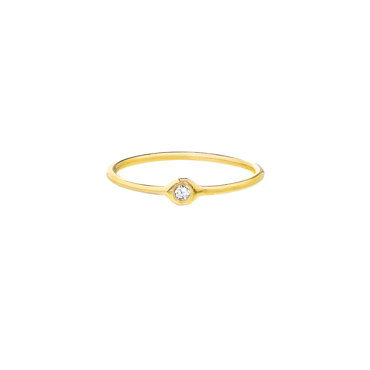 14K Yellow Gold Round Diamond Bezel Stack Ring