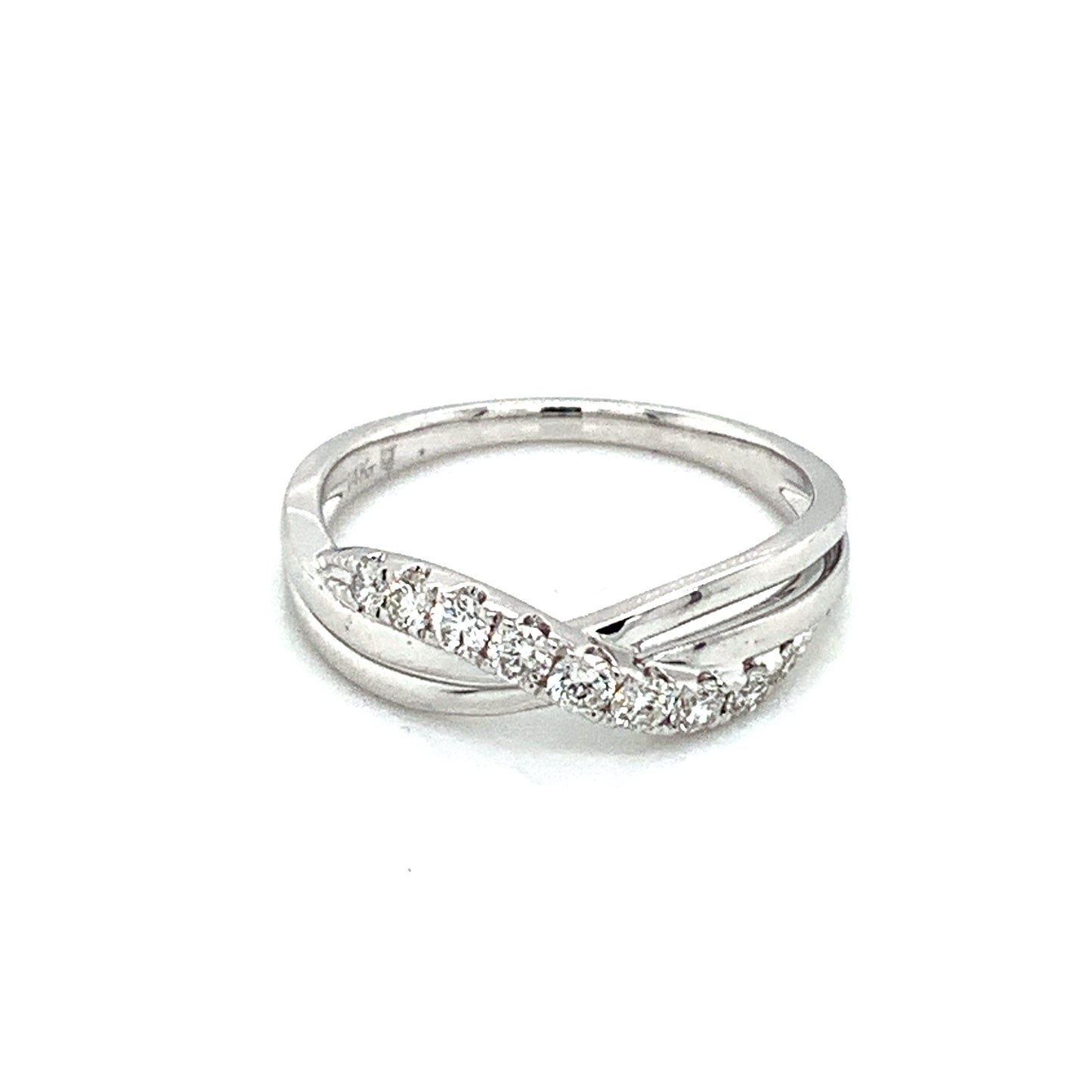 14K White Gold Crossover Diamond Ring