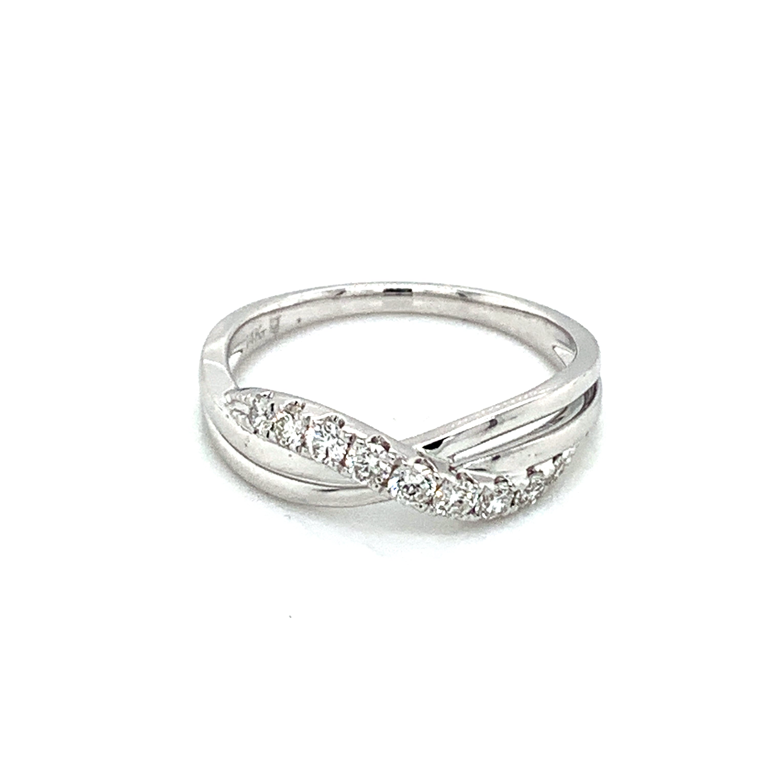 14K White Gold Crossover Diamond Ring