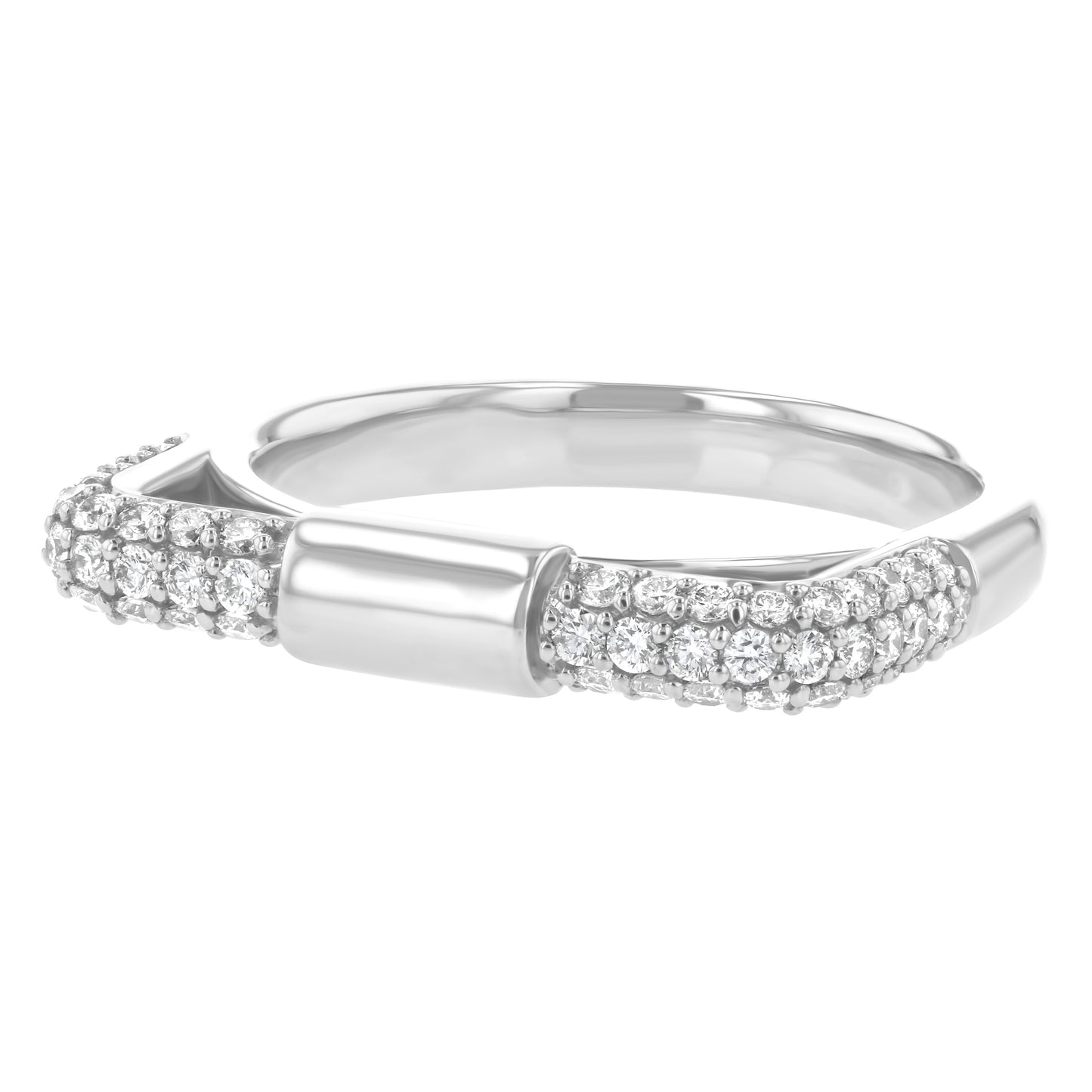 14K White Gold Pave Diamond Geometric Ring