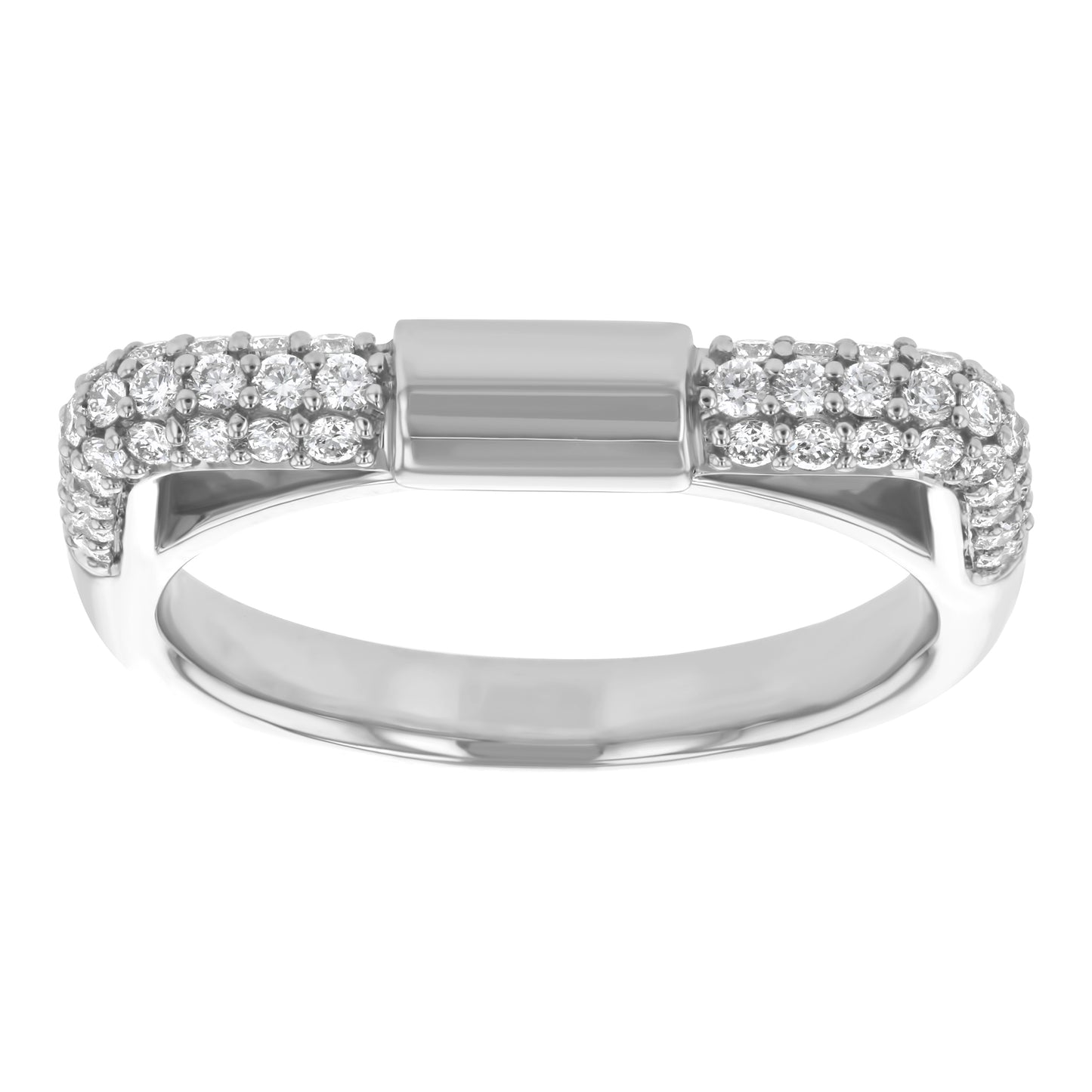 14K White Gold Pave Diamond Geometric Ring