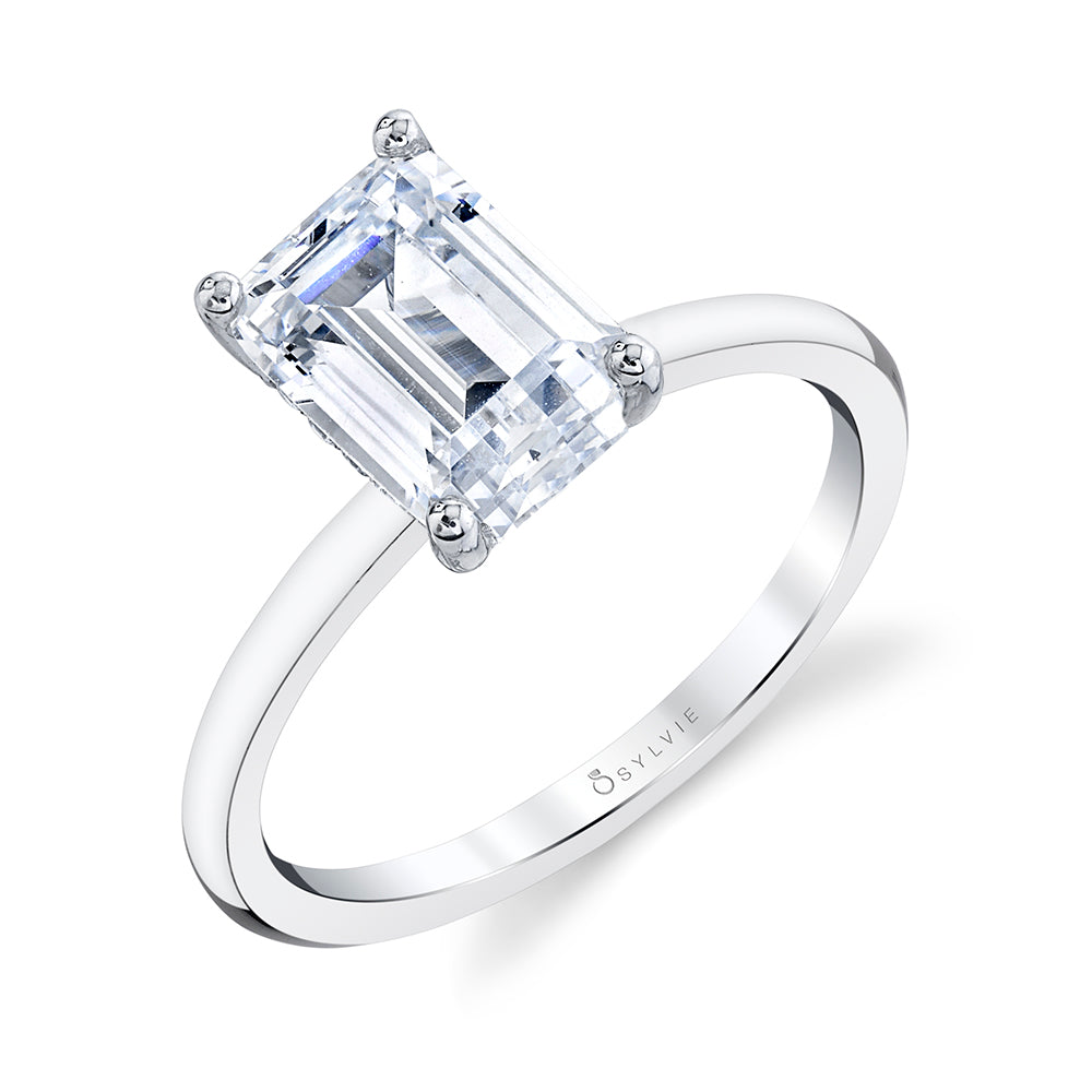 Sylvie 14K White Gold "Dominique" Engagement Ring With Diamond Accent