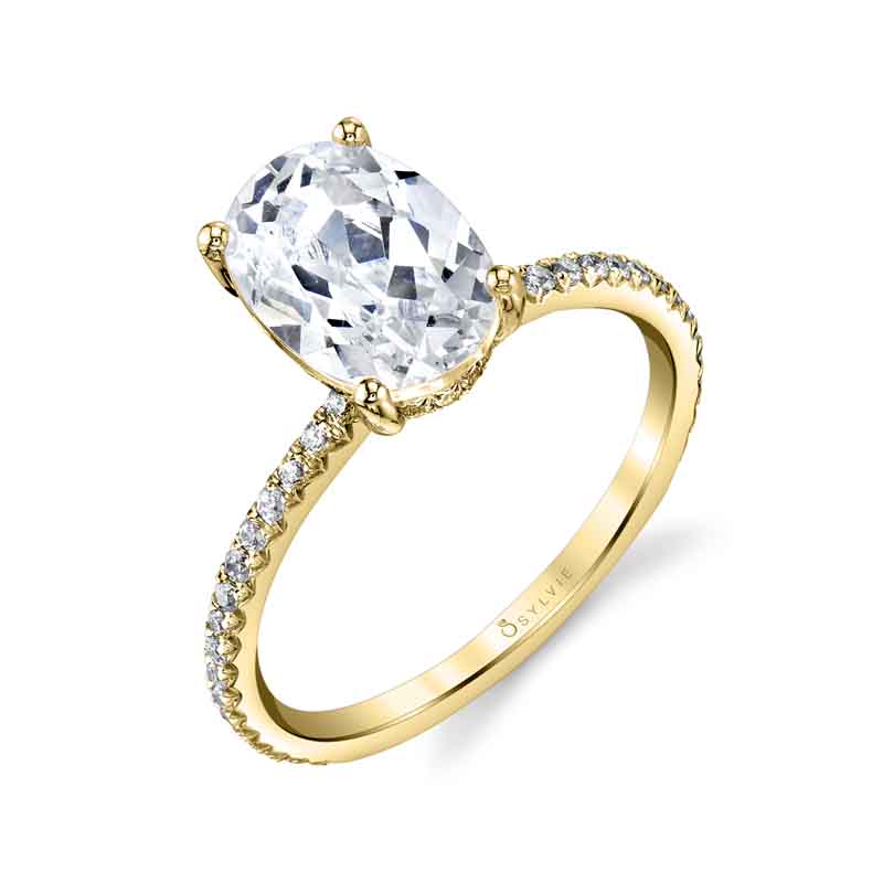 Sylvie 14K Yellow Gold "Maryam" Oval Diamond Hidden Halo Engagement Ring
