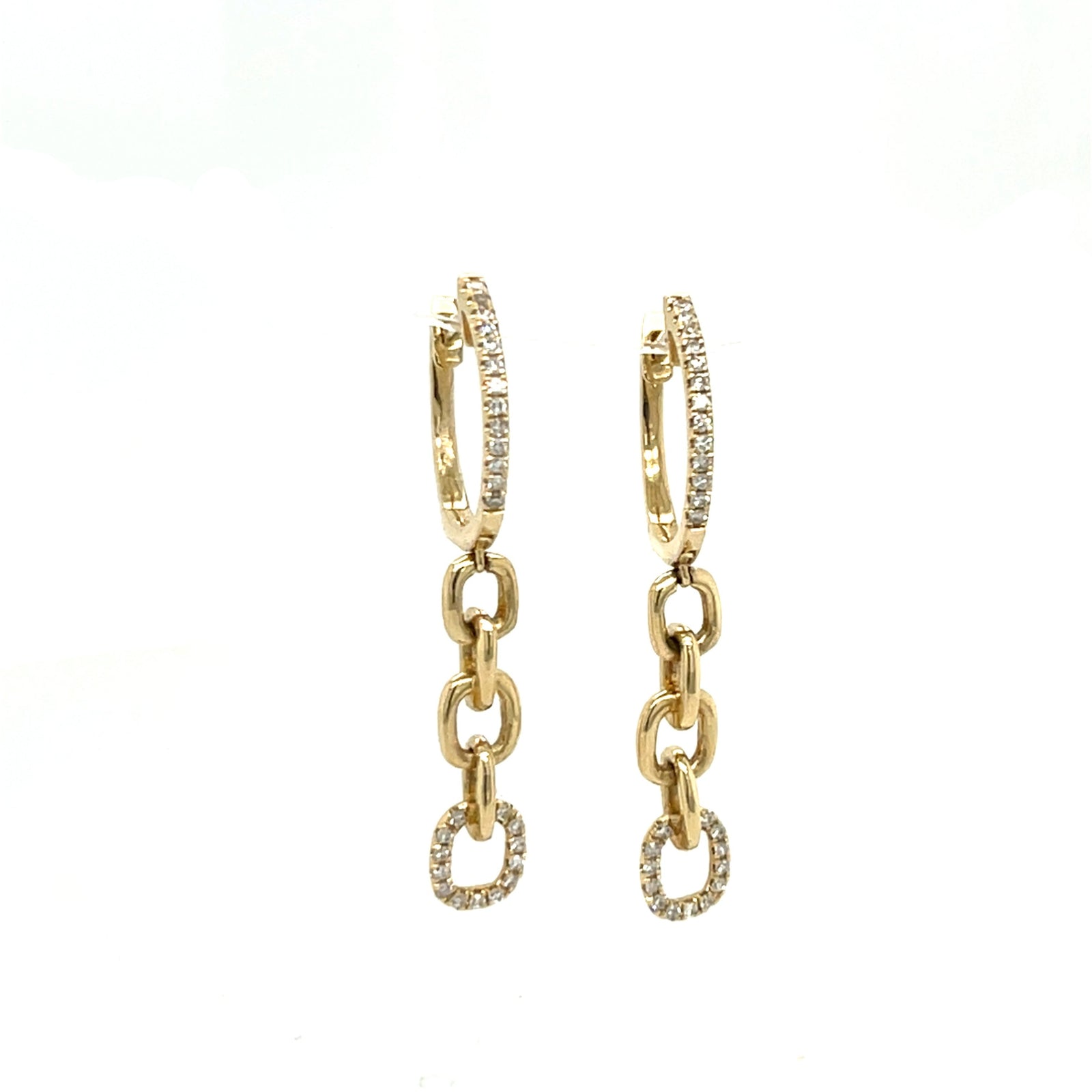 14K Yellow Gold Diamond Drop Earrings