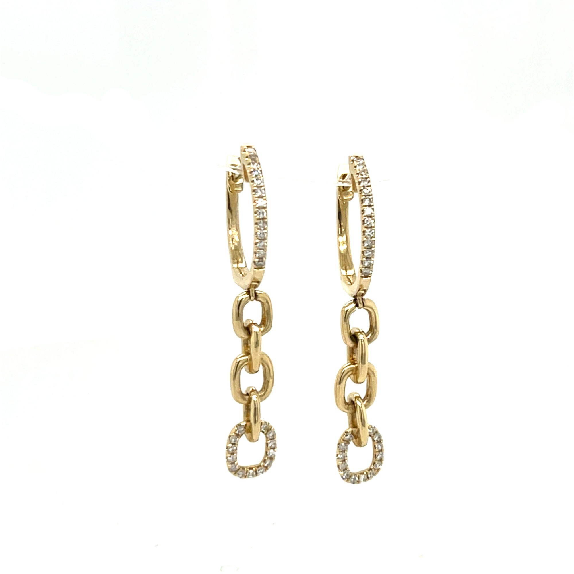 14K Yellow Gold Diamond Drop Earrings