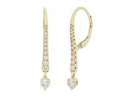 14K Yellow Gold Graduated Diamond Dangle Earrings
