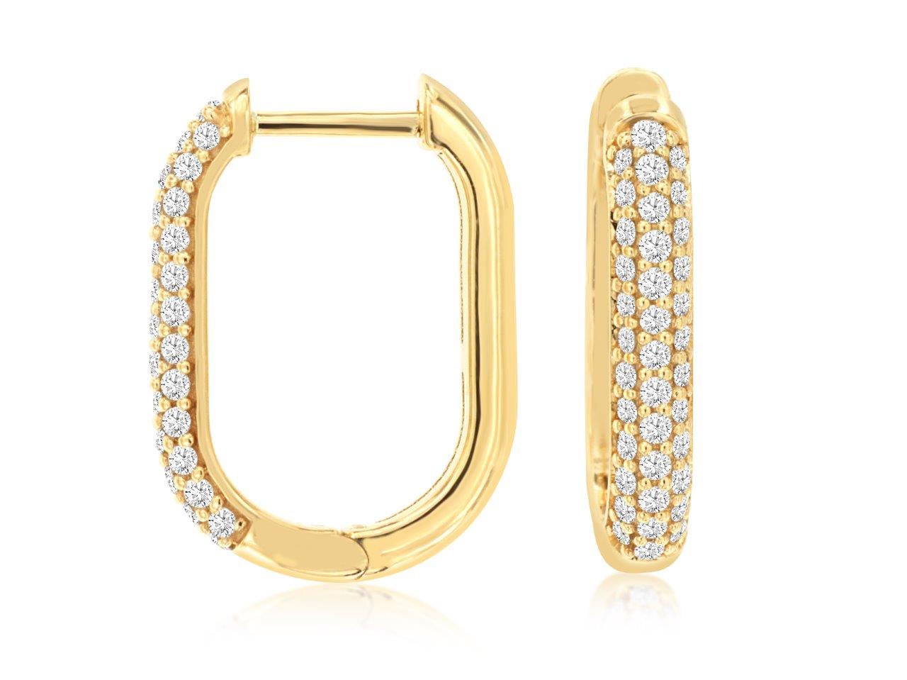 14K Yellow Gold Pave Diamond Huggie Earrings