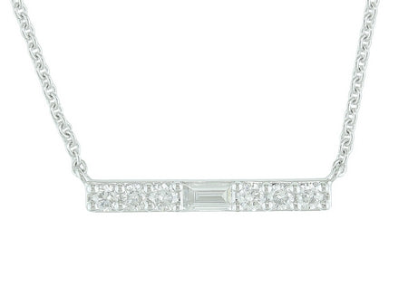14K White Gold Diamond Bar Necklace