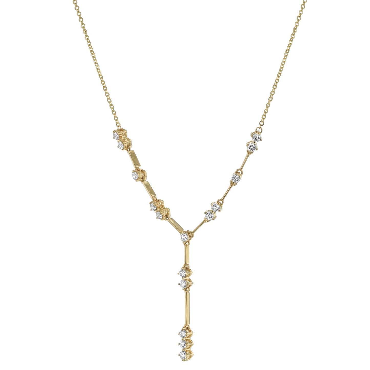 14K Yellow Gold Diamond Scatter Lariat Necklace